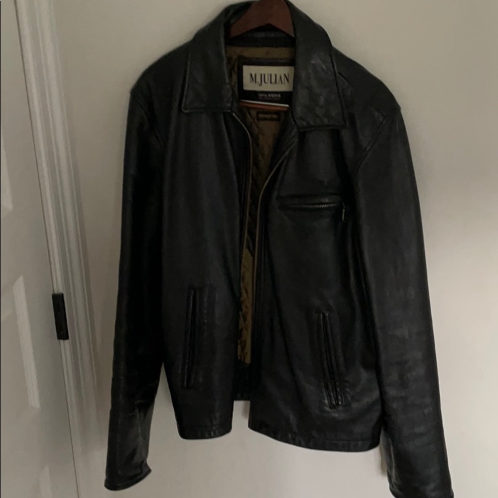 Leather Bomber Mc Jacket With Insert - image 1
